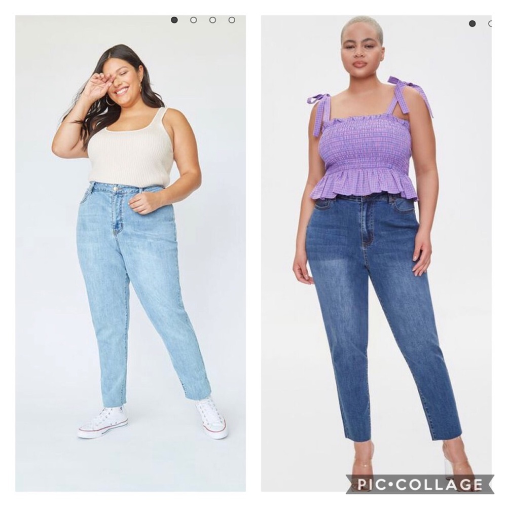 2 pairs plus size mom jeans